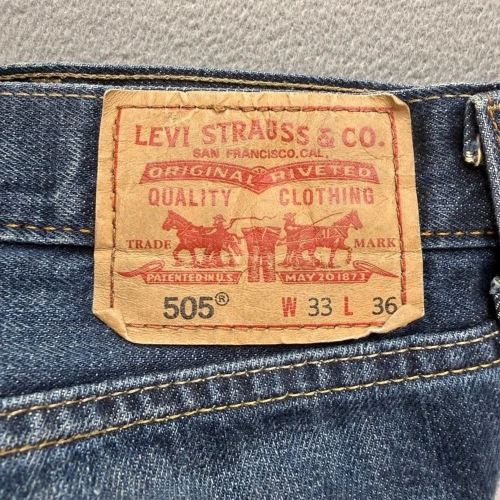 Levis 505 Straight Fit Jeans Men 33x36 (Fit 34x31) Blue Denim Workwear Classic